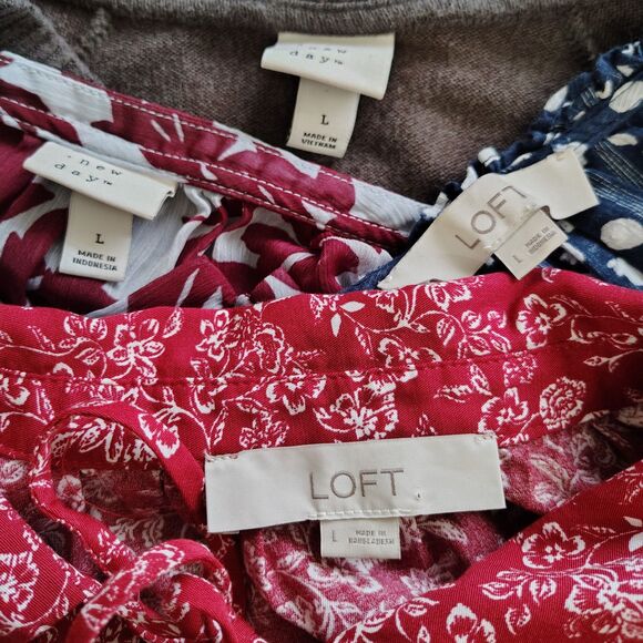 LOFT & A NEW DAY Career & Casual BUNDLE Large Women's Long Sleeve Blouses Shirts - Picture 9 of 9